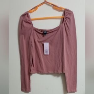 NWT Wild fable square neck crop top off shoulder size large pink